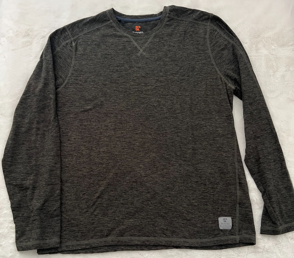 Rugged Elements Men’s Long Sleeve Performance Shirt Size L Gray Stretch Athletic